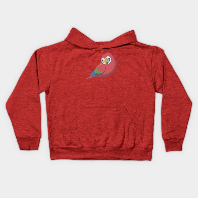 Cute fluffy red and green macaw Kids Hoodie by AniBeanz